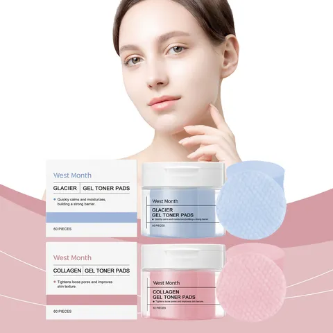 Beruhigende und straffende Gesichtswasser-Pads Gletscherwasser und Kollagen Behandlung Pads Hydratisierende Hautpflege Glas