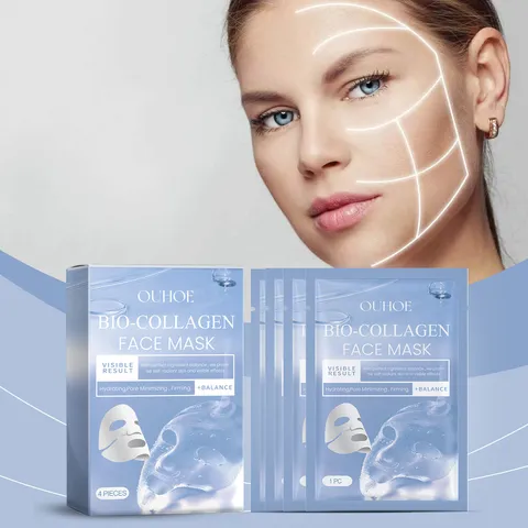 OUHOE Bio Collagen Face Mask Set Deep Hydrating Pore Minimizing Firming Skincare Mask Pack For Smooth Elastic Skin