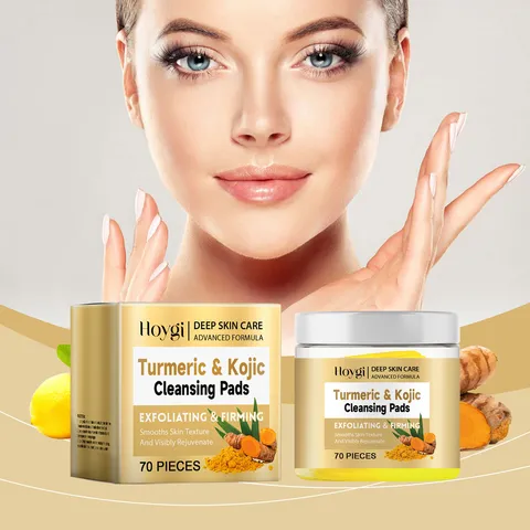 HOYGI Tampons Nettoyants à l'Acide Kojique et au Curcuma Exfoliation du Visage et Raffermissement de la Peau Soins Quotidiens