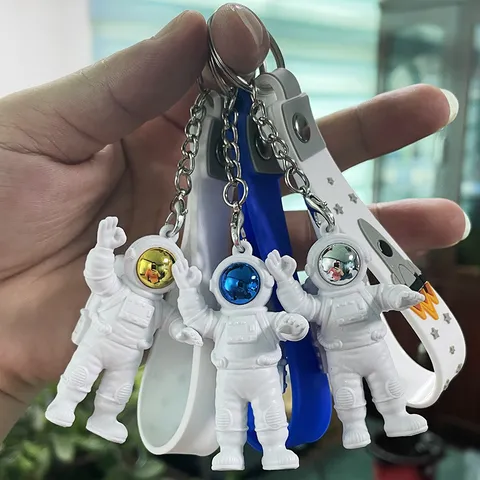 Leuke Cartoon Astronaut Sleutelhanger PVC Zacht Rubber Ruimtevaarder Sleutelring Tas Auto Hanger Ornament Sleutelhanger Cadeau