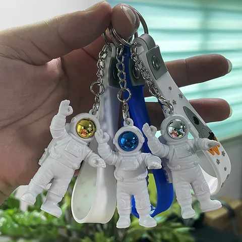 Leuke Cartoon Astronaut Sleutelhanger PVC Zacht Rubber Ruimtevaarder Sleutelring Tas Auto Hanger Ornament Sleutelhanger Cadeau