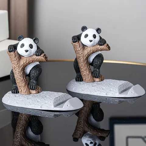 Schattige Panda Telefoonhouder Creatieve PVC Tablet Standaard Miniatuur Bureau Ornament Mascotte Figuur Verjaardag Afstudeercadeau Voor Thuis Kantoor