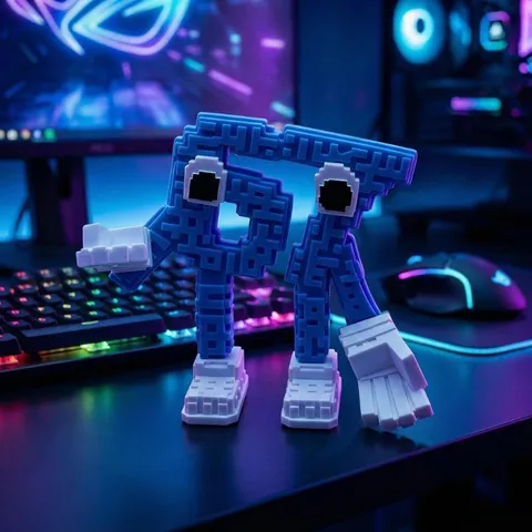 Creatief Pixel Nummer Beeldje Cartoon Bureau Ornament ABS Kunststof Cyberpunk Meme Verzamelbaar Speelgoed Huis Kantoor Decor