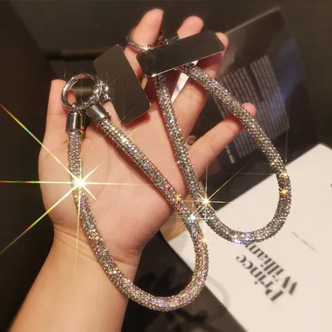 Luxus Voller Strass Handy-Lanyard Funkelnder Kristall Schlüsselanhänger Tasche Anhänger Mode Handgelenkriemen Für Damen
