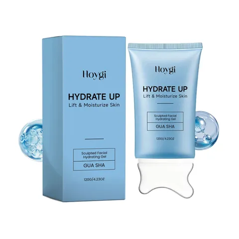 HOYGI Sculpted Facial Hydrating Gel Anti Aging Firming Moisturizing Cream With Gua Sha Massage Head
