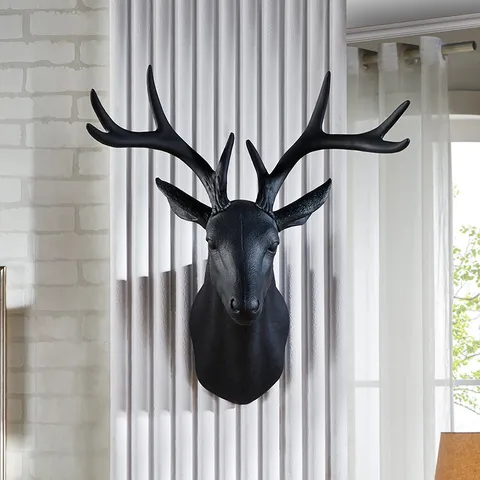 Nordic Minimalistisch Plastic Hertenkop Wandhangende 3D Dieren Sculptuur Wanddecoratie Voor Woonkamer Slaapkamer Restaurant
