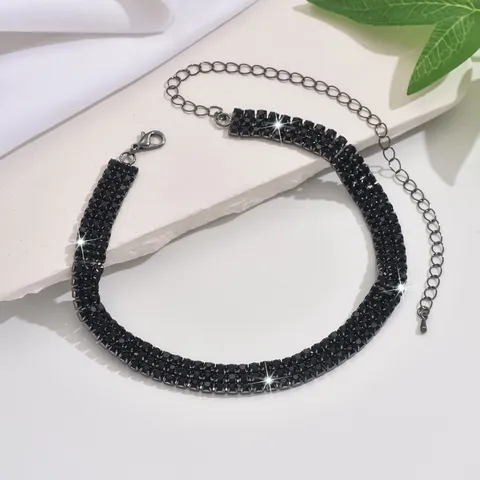 Women Fashion Copper Rhinestone Multi-Row Claw Chain Choker Necklace Sweet Cool Style Punk Statement Neck Jewelry Gift