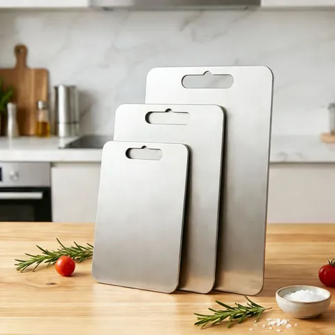 Tabla De Cortar De Acero Inoxidable Gruesa De Doble Cara Para Cocina Preparación De Alimentos De Metal