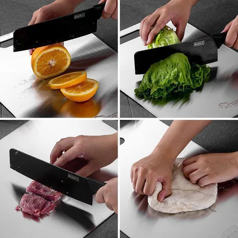 Tabla De Cortar De Acero Inoxidable Gruesa De Doble Cara Para Cocina Preparación De Alimentos De Metal