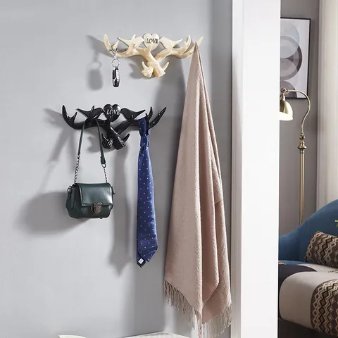 Creatieve Gewei Muurhangende Kapstokhaak van ABS Kunststof Decoratieve Opberghouder Voor Hal Slaapkamer Badkamer Organisatie