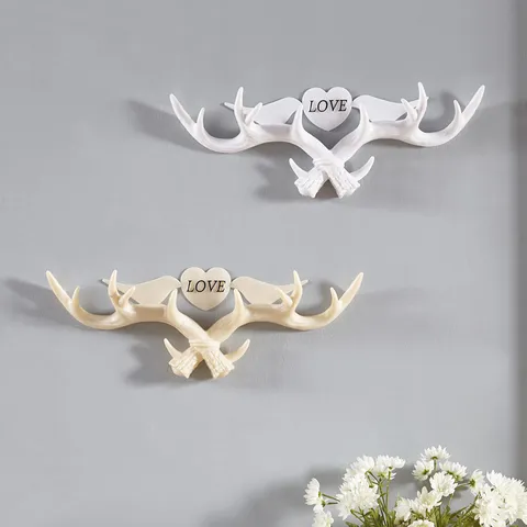Creatieve Gewei Muurhangende Kapstokhaak van ABS Kunststof Decoratieve Opberghouder Voor Hal Slaapkamer Badkamer Organisatie