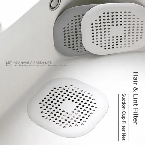 Silicone Kitchen Sink Filter Anti Clogging Floor Drain Cover With Suction Cups Bathroom Hair Catcher