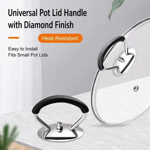 Bouton de Couvercle de Pot Universel Acier Inoxydable Silicone Résistant à la Chaleur Poignée de Rechange Ustensiles de Cuisine