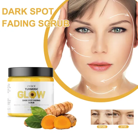 Turmeric Skincare Set Facial Cleanser Exfoliating Body Scrub Moisturizing Face Cream Brightening Facial Care Kit For Women