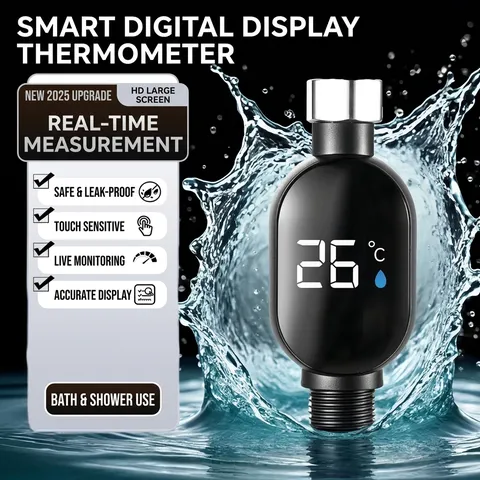 Smart LED Digital Shower Thermometer Water Temperature Monitor For Baby Elderly Bathroom Shower Head Faucet Celsius Display Black