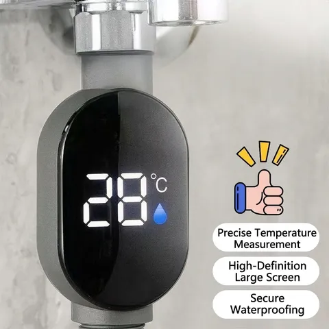 Smart LED Digital Shower Thermometer Water Temperature Monitor For Baby Elderly Bathroom Shower Head Faucet Celsius Display Black