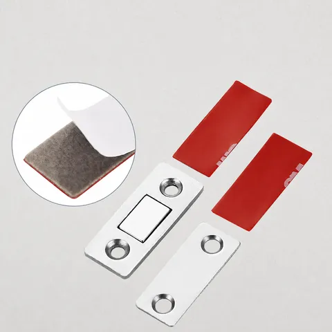 Ultra Thin Invisible Door Stopper Stainless Steel Magnetic Door Catch Punch Free Cabinet Catch Silver Black