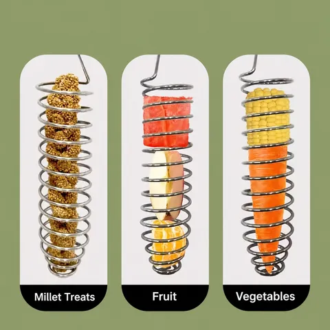 Stainless Steel Bird Fruit Vegetable Feeder Hanging Parrot Feeding Tool Pet Cage Accessories For Cockatiel Budgie