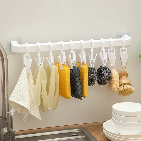 Plastic Towel Rack Storage Clip Hooks Crochets de Rangement Polyvalents Multifonctionnels pour Cuisine et Salle de Bains