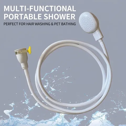 Handheld Shower Head With Long Hose External Faucet Extension Sprayer Set For Pet Bathing And Hair Washing White Plastic Shower Kit
