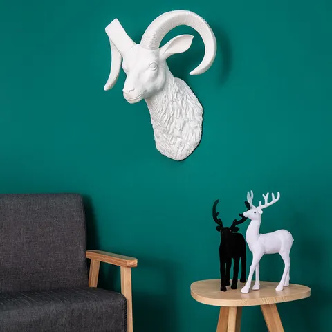 Moderne Minimalistische Kunststof Schapenkop Wandhangende Diersculptuur Kunst Decor Voor Woonkamer Hal Huis Interieur Decoratie