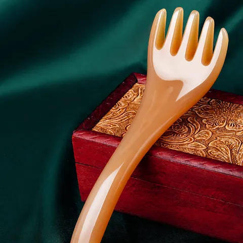 Peine Masajeador de Cuero Cabelludo de Cinco Garras Mango Largo Herramienta de Raspado de Meridianos Resina Masajeador Manual de Puntos de Acupuntura Relajación