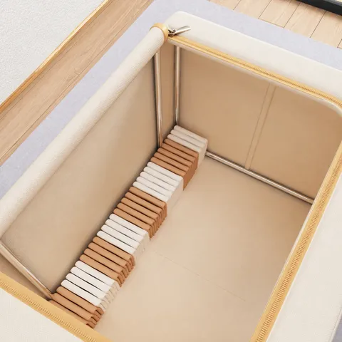 Large Capacity Foldable Fabric Storage Box With Clear Window Clothes Organizer For Wardrobe Home Bedroom Storage Bin