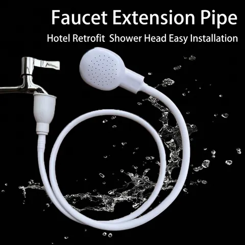 Handheld Shower Head With Long Hose External Faucet Extension Sprayer Set For Pet Bathing And Hair Washing White Plastic Shower Kit
