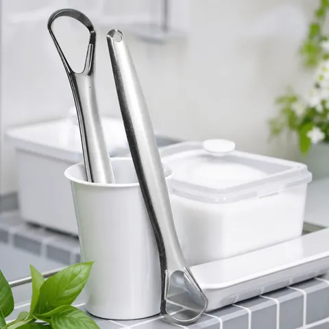 Grattoir Lingual Manuel en Acier Inoxydable Outil de Nettoyage d'Hygiène Buccale pour Haleine Fraîche