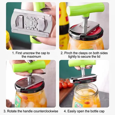 Stainless Steel Adjustable Jar Opener Labor Saving Manual Can Opener Lid Gripper For Kitchen Tools Glass Bottle Opener
