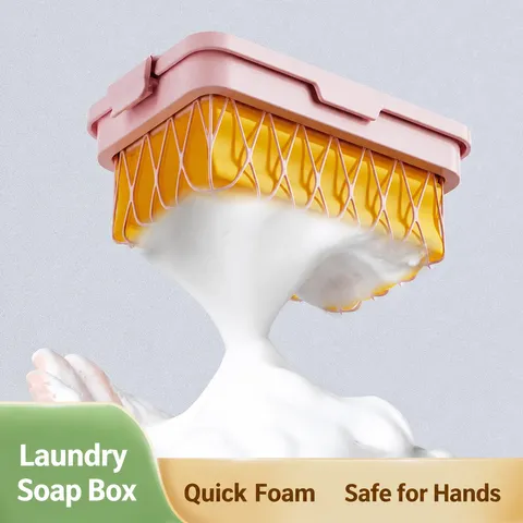 Multifunctional Plastic Soap Box With High-Elastic Mesh Draining Soap Holder Anti-Slip Soap Case For Bathroom Laundry Home