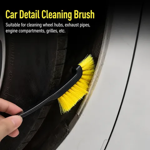 Brosse de Nettoyage pour Moyeu de Roue de Voiture à Long Manche Outil de Détail de Jante de Moto Auto en Plastique avec Poils Souples