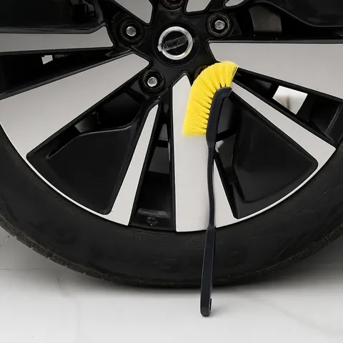 Brosse de Nettoyage pour Moyeu de Roue de Voiture à Long Manche Outil de Détail de Jante de Moto Auto en Plastique avec Poils Souples