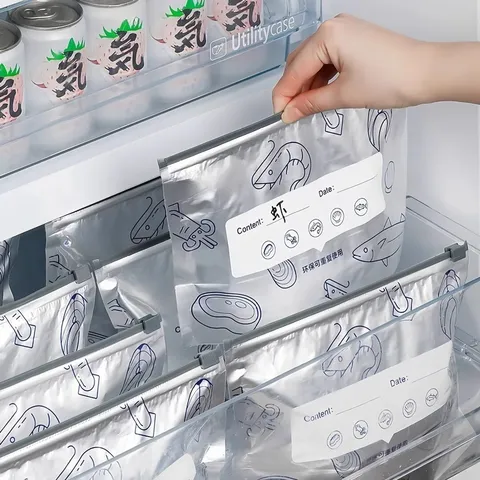 Aluminum Foil Food Storage Bags Ziplock Reusable Freezer Bags Thickened Fresh Keeping Sealing Bags Kitchen Organizer