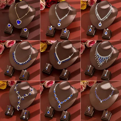 Fashion Bridal Jewelry Set Rhinestone Pendant Necklace And Earrings Party Wedding Accessories
