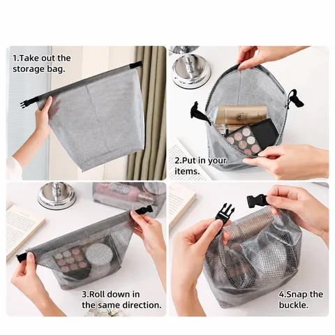 Waterproof Cosmetic Swimsuit Storage Bag Transparent Mesh Travel Fitness Gym Dry Wet Separation Storage Pouch