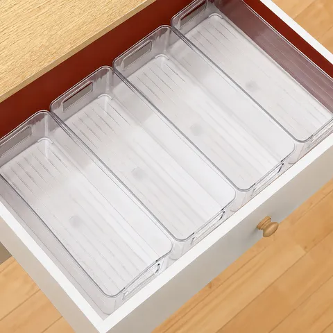 Scatola Portaoggetti in PET Trasparente Organizer per Cassetti da Scrivania Contenitore Chiaro per Soggiorno Camera Studio