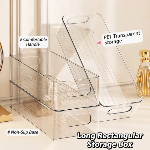 Scatola Portaoggetti in PET Trasparente Organizer per Cassetti da Scrivania Contenitore Chiaro per Soggiorno Camera Studio