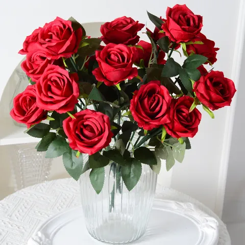 Artificial Silk Rose Bouquet Multi-Head Realistic Paris Rose For Wedding Home Decor Valentine's Day Floral Arrangement