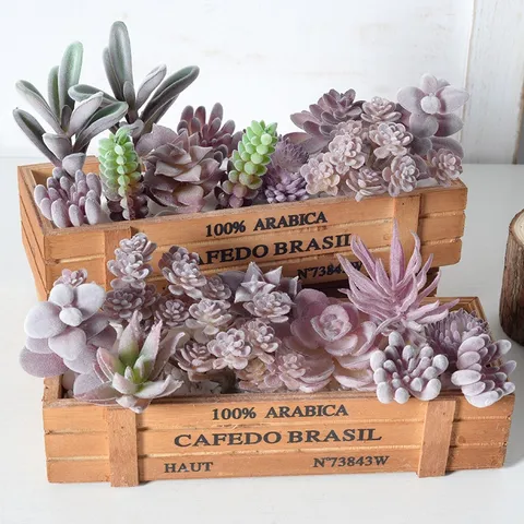 Purple Flocked Artificial Succulent Plants Realistic Faux Mini Succulents For Home Office Desktop Decor Miniature Garden DIY Arrangement Fake Plants