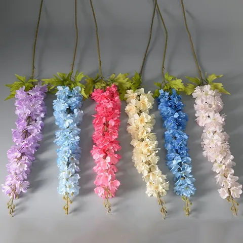 Fleur Artificielle en Soie Pied-d'alouette Branche Unique Longue Tige Fausse Florale pour Mariage Maison Fête Décoration Accessoires de Photographie