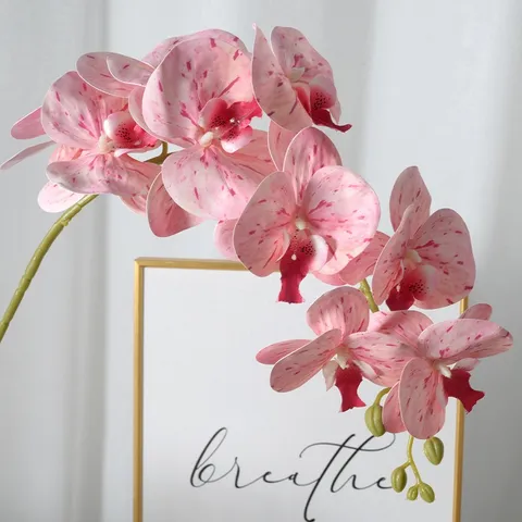 Faux Bouquet de Fleurs d'Orchidée Phalaenopsis Artificielle 9 Têtes en Caoutchouc Souple Pour Décoration de Fête de Mariage d'Hôtel à Domicile