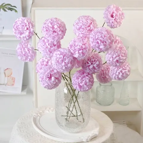 Künstliche Hortensie Blume Mehrkopf Seidenstoff Plissee Falsche Hortensien Langer Stiel Monet Stil Haus Hochzeit Floral Deko