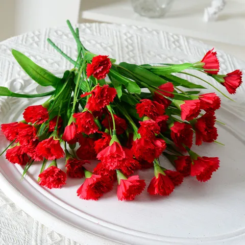 Carnation Artificial Flowers Silk Flower Bouquet Home Wedding Decor Fake Flower Table Centerpiece