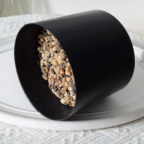 Black Plastic Flower Pot Artificial Plant Container With Stones Simulation Greenery Pot Home Decor Gardening Supplies