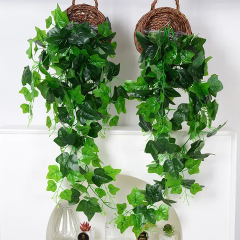 Artificial Hanging Plant Faux Ivy Vine Greenery Scindapsus Begonia Sweet Potato Leaf Wall Decor For Home Office Garden Wedding Party Indoor Outdoor Plastic Plant
