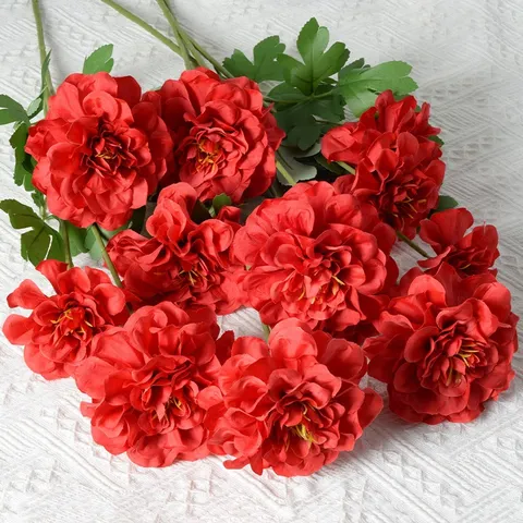 Bouquet de Fleurs de Géranium en Soie Artificielle Fausse Branche Florale Pour Maison Hôtel Mariage Fête Décor Accessoires De Photographie