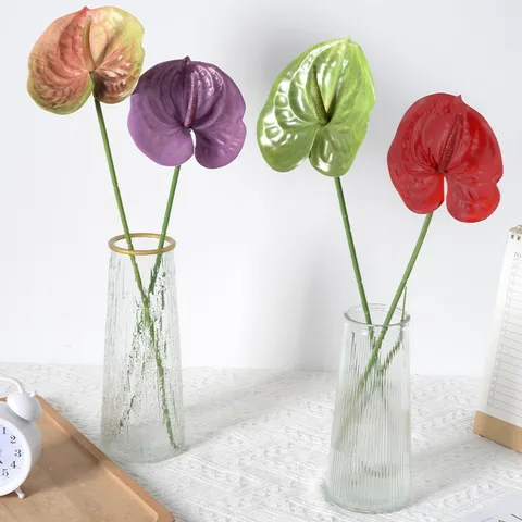 Fleur Artificielle Anthurium Plastique Fausse Plante Lys Flamingo Tige Pour Mariage Décoration Florale Arrangement