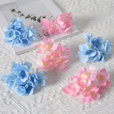 Artificial DIY Hydrangea Flower Heads Silk Fabric Petals For Hair Accessories Hanfu Collocation Home Decor Fake Flowers