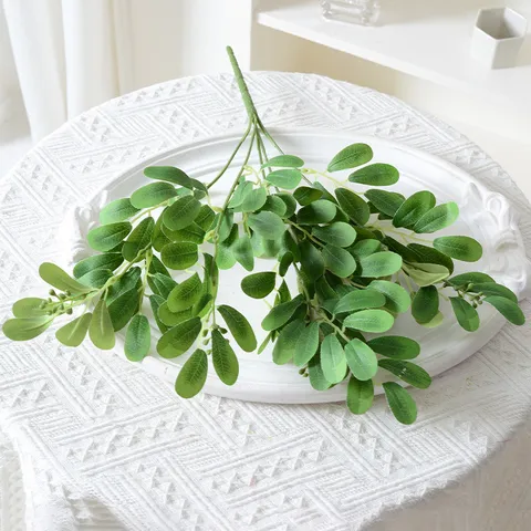 Feuilles de Jujubier Artificielles 5 Branches Fleur en Soie Bouquet de Verdure pour Décoration de Mariage Maison